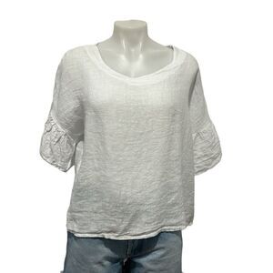 Viola Borghi made in Italy white linen short sleeve top size Large